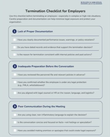 Termination checklist for employers