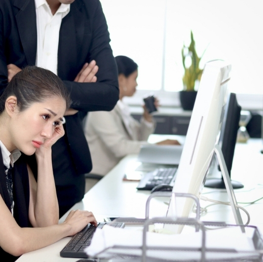Employer reviewing surveillance data of employee